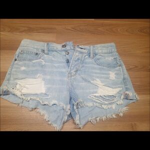 American Eagle Outfitters Light Blue Distressed Jean Shorts